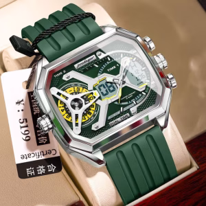 Poedagar E106 Men's Analog-Digital Watch - Silver Green