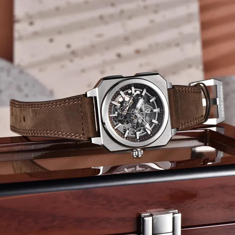 Pagani Design Automatic Skeleton Dial Brown Strap Men's Watch | PD-1791 - Image 5