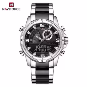 Naviforce 9257 For Men - Silver Black