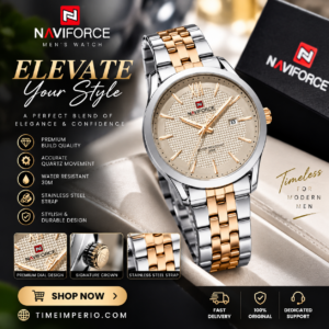 Naviforce 9255 For Men - Silver Rose Gray